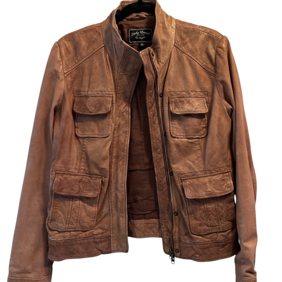 Lucky Brand Tan Leather Military Jacket